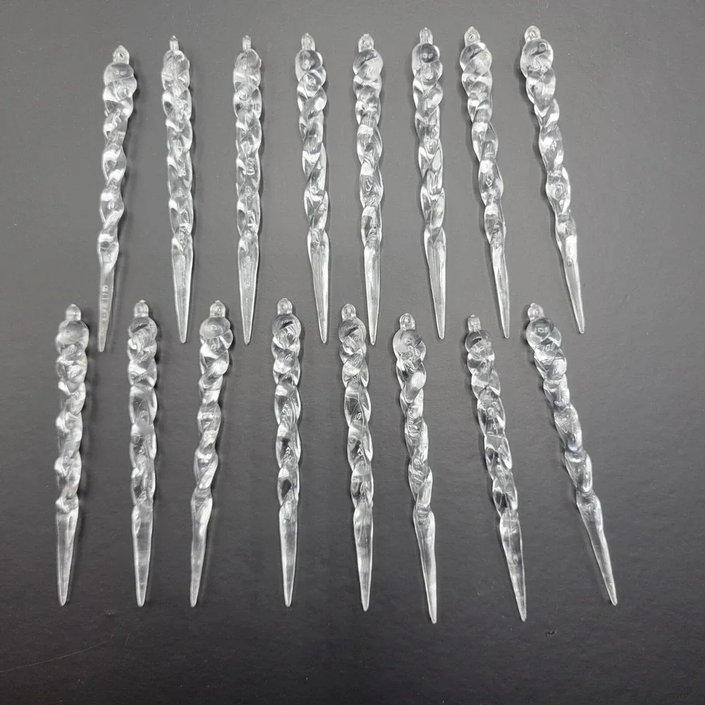 Clear Acrylic Icicle Ornaments Set Of 16 Christmas Tree Holiday Decor 4